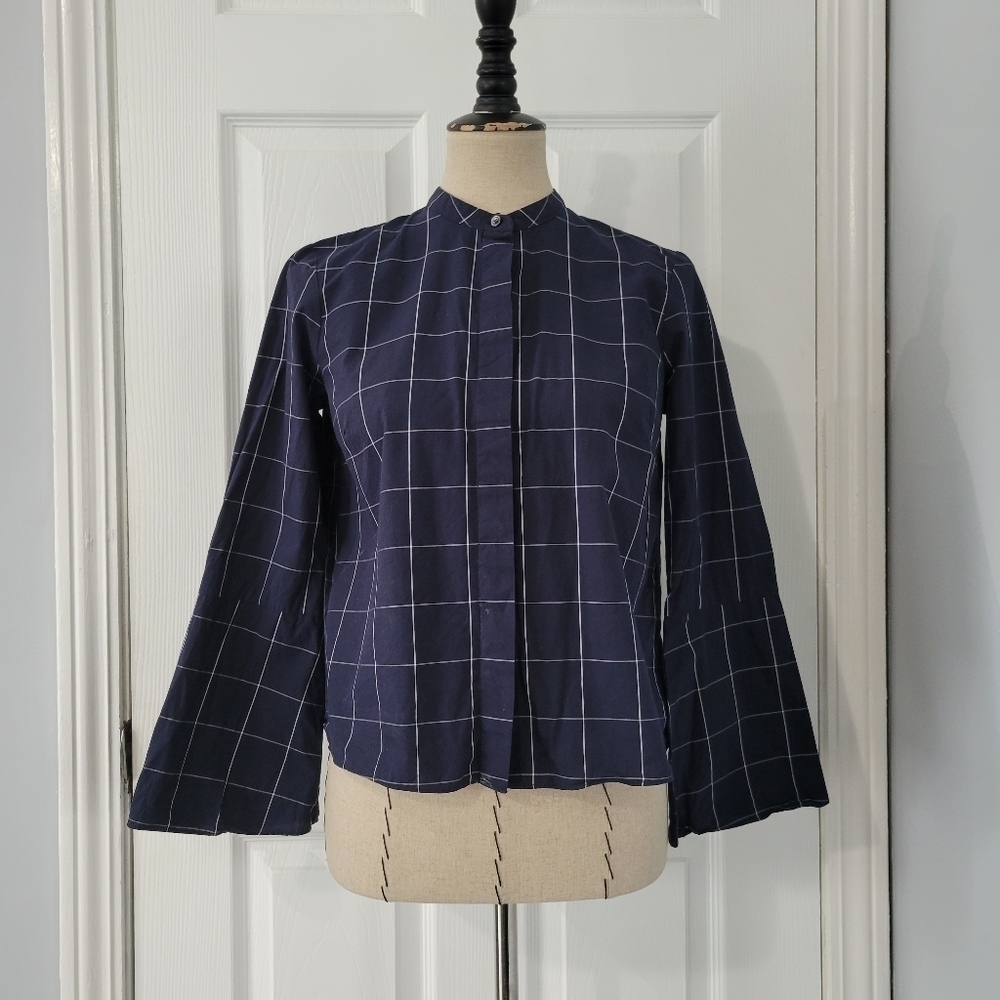 Madewell Bell-Sleeve Shirt in Windowpane